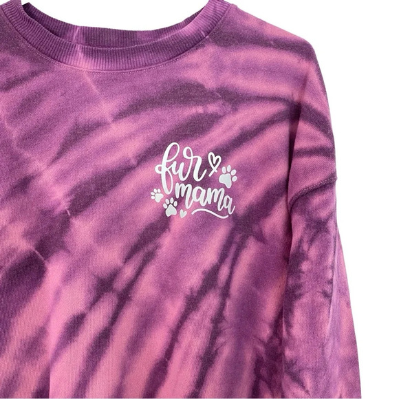 Handmade Fur Mama Tie Dye Sweatshirt Pullover Women Small Pink Purple Reflective - Picture 5 of 15